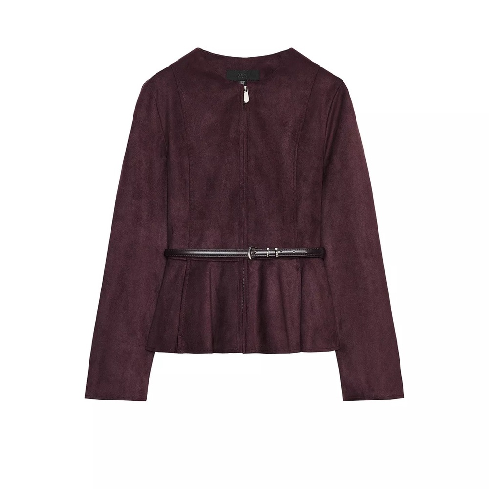 Zara Dark Purple Belted Blazer